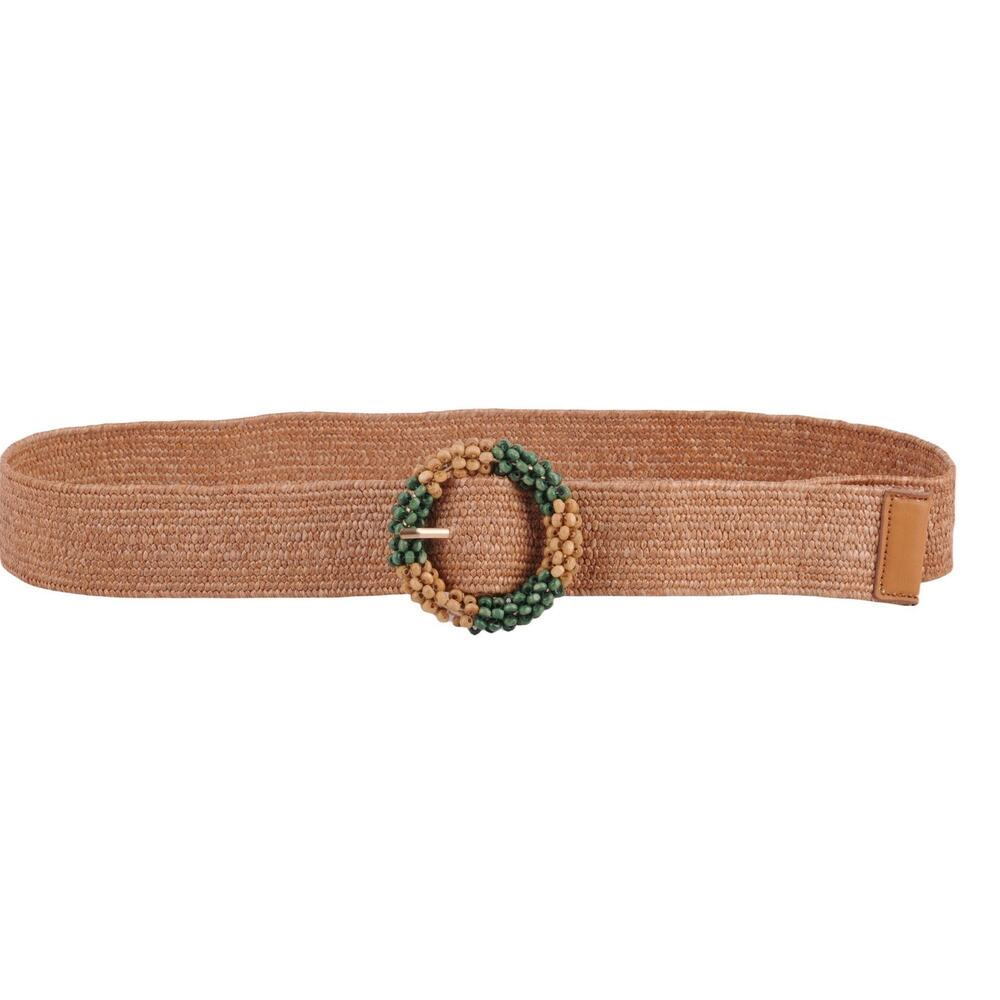 Boho Beaded Circle Buckle Stretch Belt